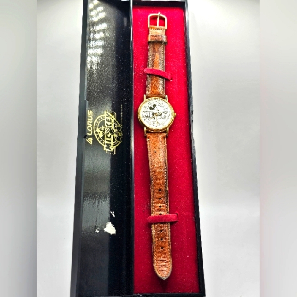 1980's Lorus Disney Mickey Mouse 60th Anniversary Watch w/ Original Case